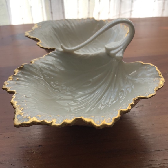 Lenox Double Leaf Accent Ceramic Tray With Handle - Picture 3 of 7